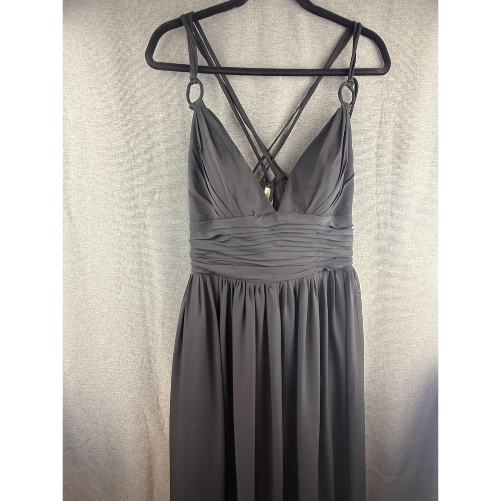 Light in the Box Black‎ Lined Long Evening Gown Dress Strappy Size 12 NEW